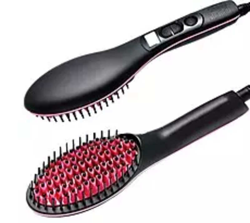 Glowserie Smoothing Straightener Hair Brush Antifrizz Ionic Ceramic Electric  Hair Straightener Hair Brush with Curlers and Straighteners  JioMart
