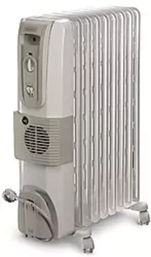 DeLonghi KH770925V Room Heater 9 Fin 2500 Watt Electric Oil-Filled Radiator with Fan (White)