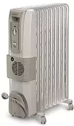 DeLonghi KH770925V Room Heater 9 Fin 2500 Watt Electric Oil-Filled Radiator with Fan (White)