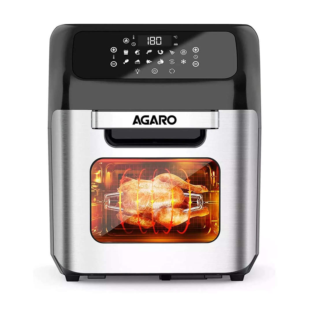 Compare Agaro Regency Air Fryer, 12L, Family Rotisserie Oven, 1800W  Electric Air Fryer Toaster Oven, Tilt led Digital Touchscreen, 9 Presets  Menu for Baking, Roasting, Toasting etc, with Accessories, Silver vs Philips