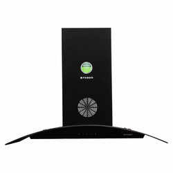 Faber 90 cm 1350 m³/HR Curved Glass Kitchen Chimney (Hood FEEL 3D PLUS MAX T2S2 BK TC 90, 3 Baffle Filters, Touch Control, Black)