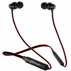 pTron Tangent Lite Bluetooth 5.0 Wireless Headphones with Hi-Fi Stereo Sound with Mic (Black-Red)