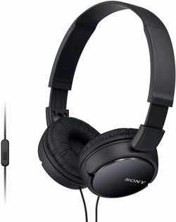 Sony MDR-ZX110AP Wired On-Ear Headphones with Tangle Free Cable (Black)