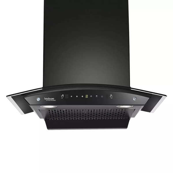 Hindware Atlanta 60 cm 1350 m³ hr. Filterless Auto-Clean Kitchen Chimney With Max Silence Technology, Motion Sensor (Black)