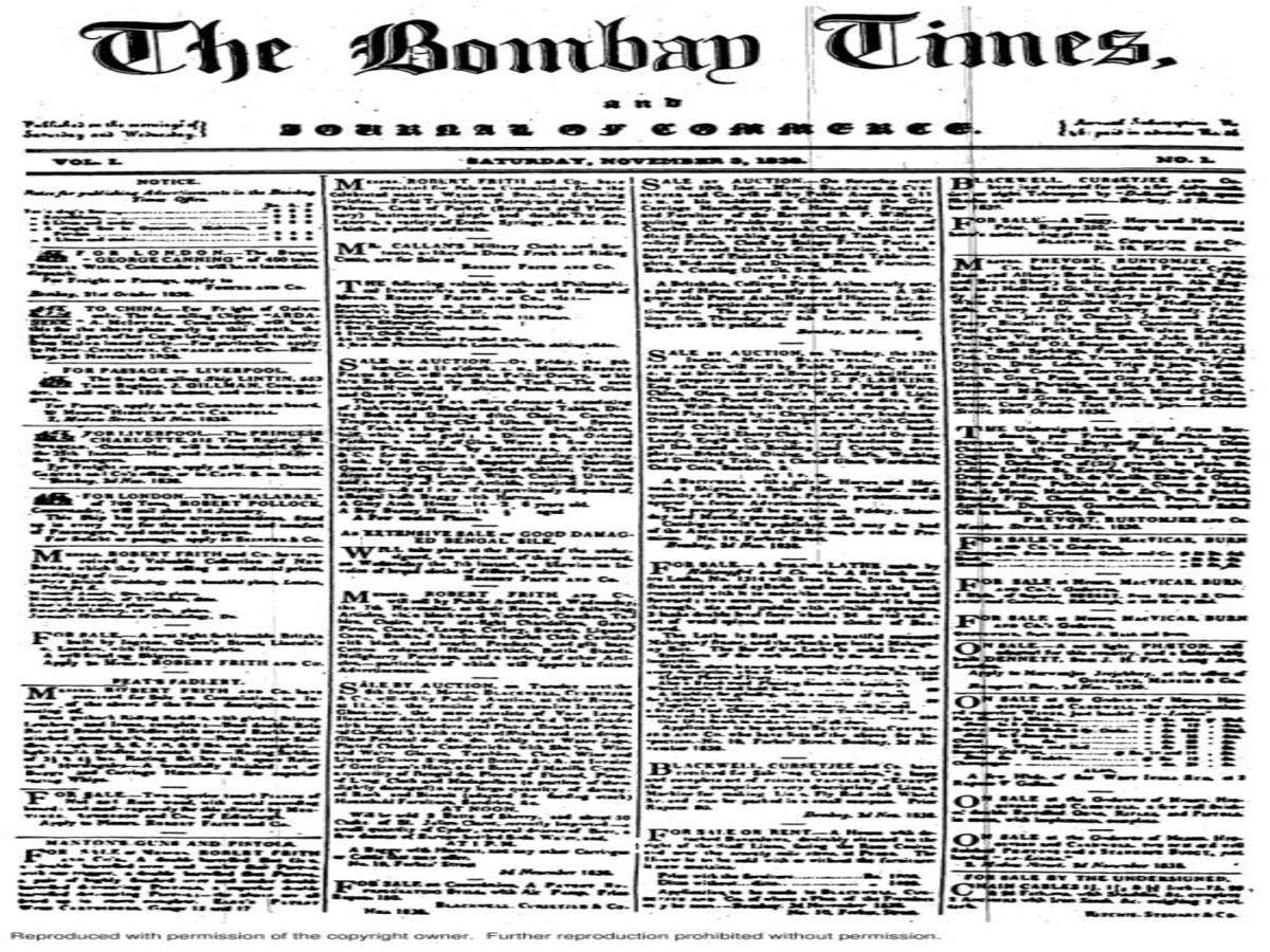 November 3, 1838: When TOI launched its first edition | India News - Times  of India