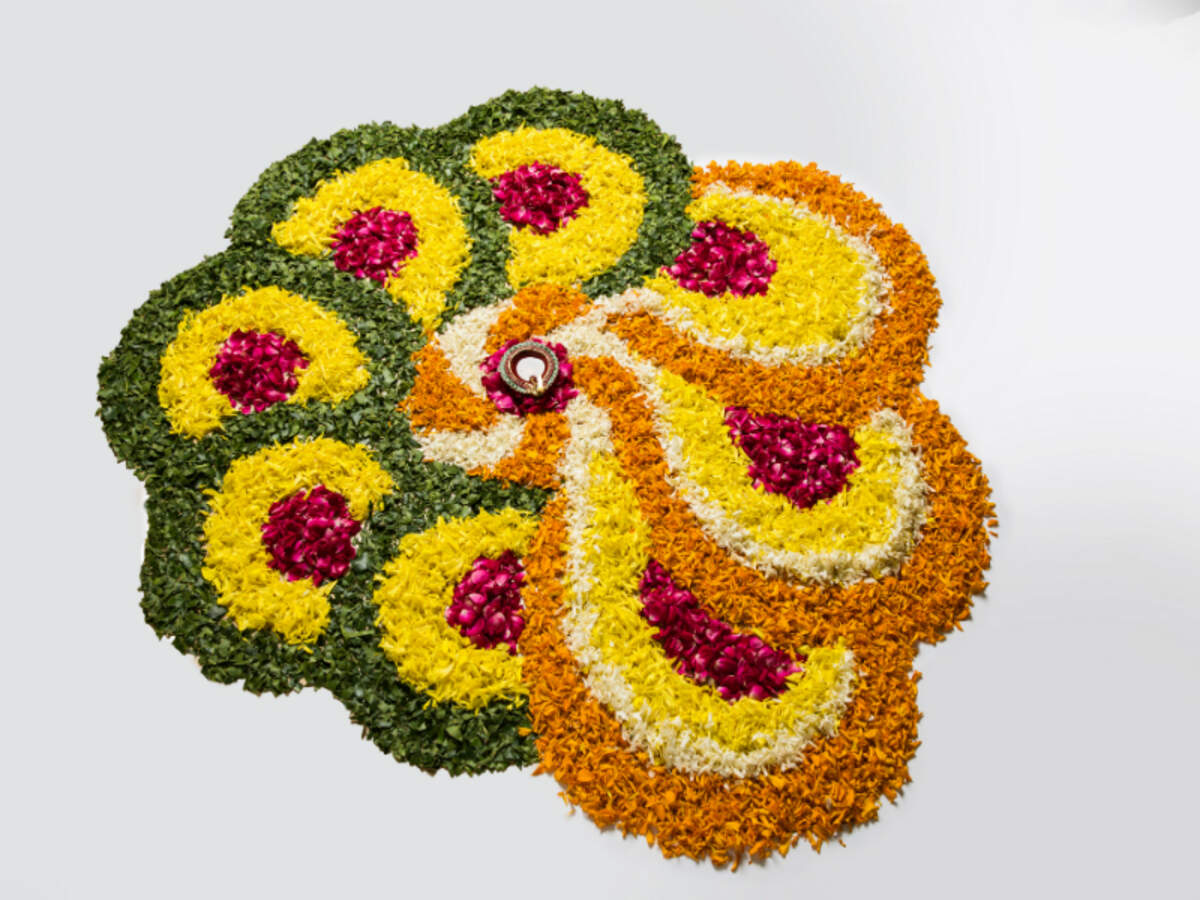 Flower Rangoli Designs For Corner | Best Flower Site