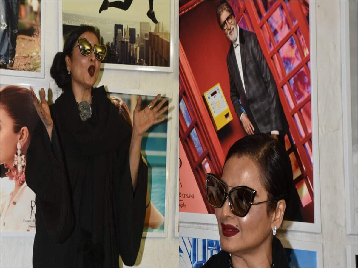 Watch: Rekha's hilarious reaction posing next to Amitabh Bachchan's picture will leave you in splits | Hindi Movie News - Times of India Watch: Rekha's hilarious reaction posing next to Amitabh Bachchan's picture will leave you in splits | Hindi Movie News - Times of India