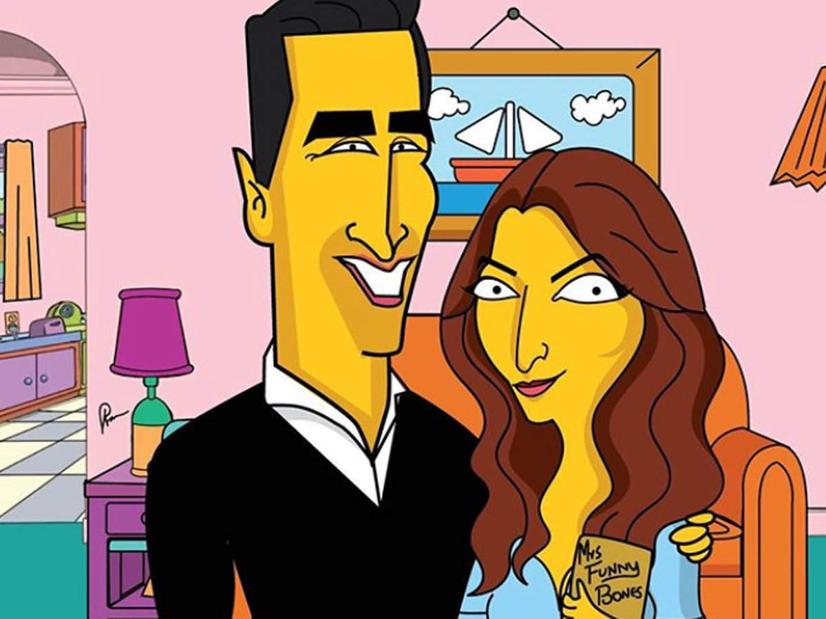 Akshay Kumar and Twinkle Khanna get tooned into Mr and Mrs Simpson in this  cool pic | Hindi Movie News - Times of India