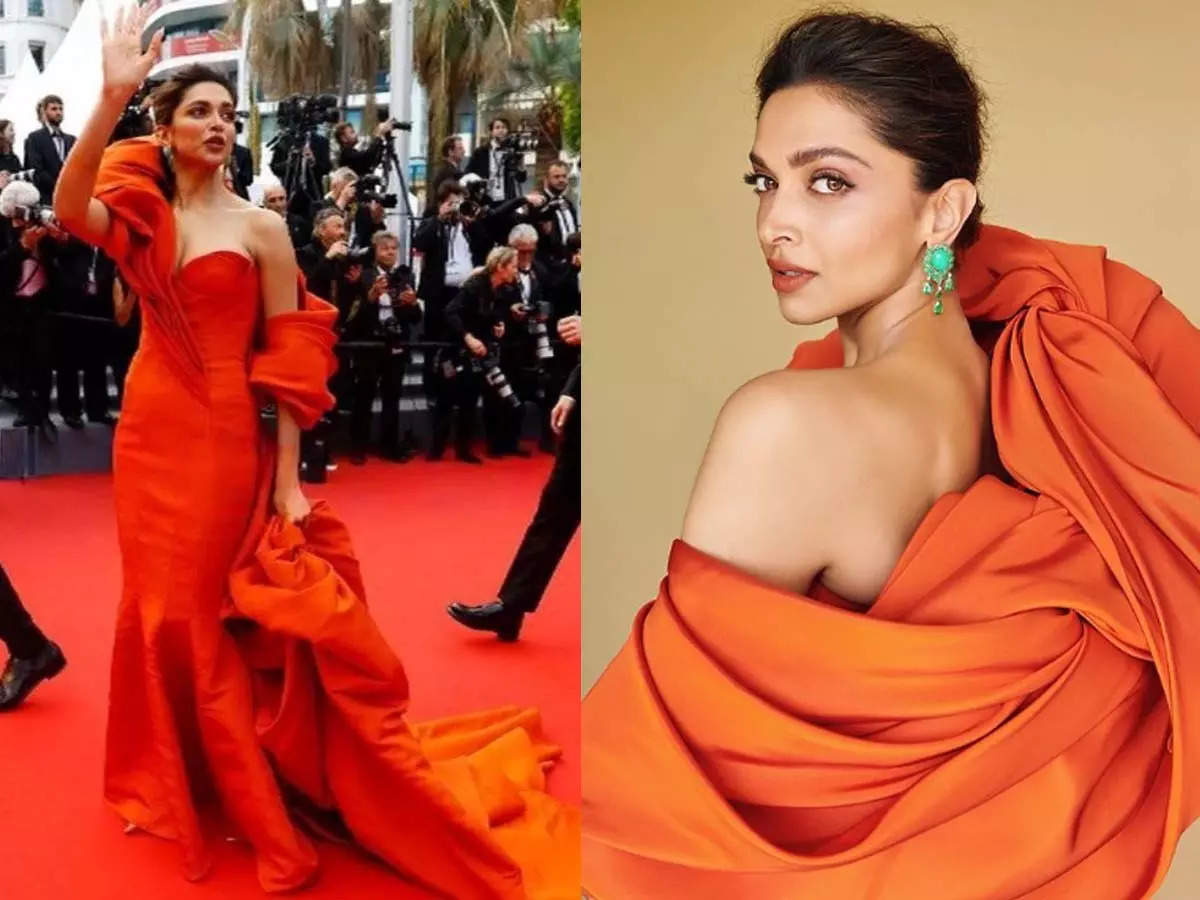 deepika padukone orange dress