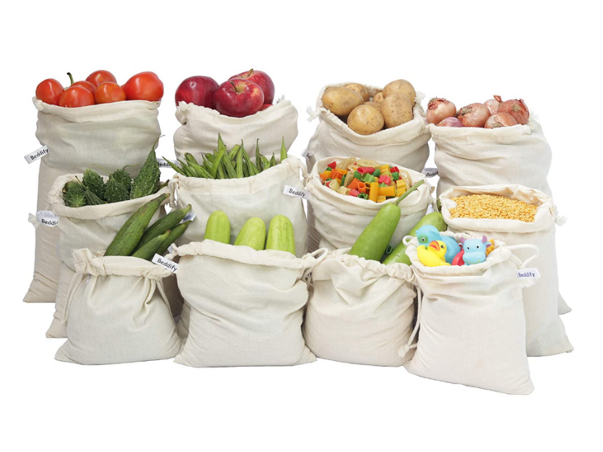 Cotton Plain Vegetable Storage Bags for Refrigerator