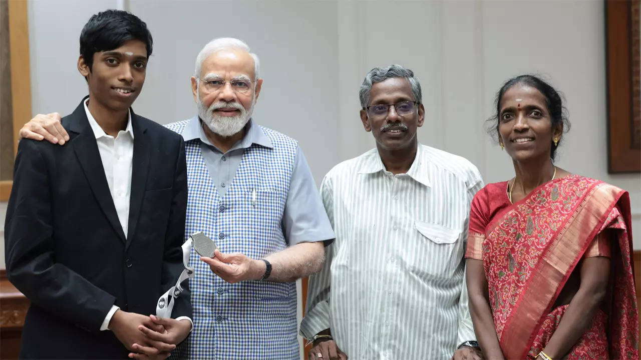 PM Modi meets R Praggnanandhaa after India chess star's remarkable