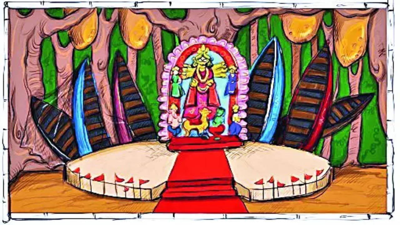 Hand draw happy durga puja festival indian holiday sketch background  10852956 Vector Art at Vecteezy
