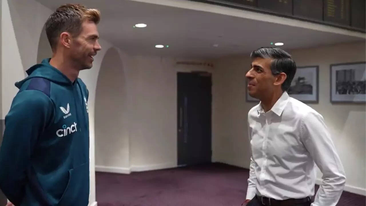 UK PM Rishi Sunak pads up to face England legend James Anderson | Off the field News - Times of India