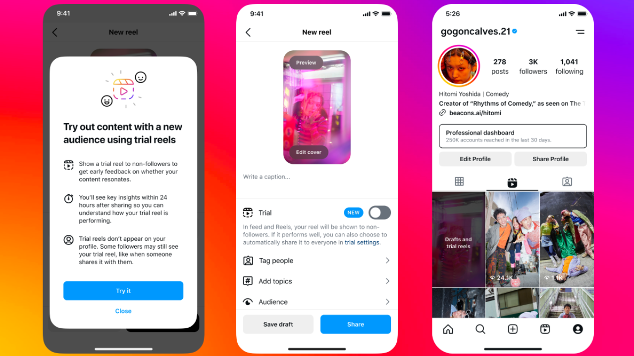 Instagram เปิดตัวฟีเจอร์ทดลอง Reels เพื่อช่วยครีเอเตอร์ดึงผู้ชมกลุ่มใหม่ 2 instagram-reels-trial-features