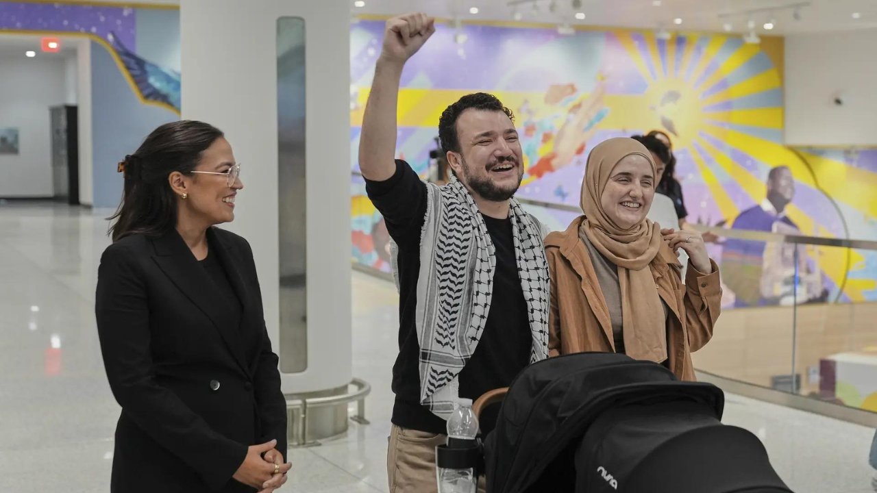Watch: Mahmoud Khalil reunites with family after 104 days in detention; vows to speak up for Palestine even if threatened with death