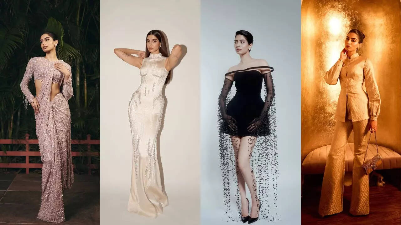 khushi kapoor birthday dress Khushi Kapoor oozes glamour in a plunging brown dress in these captivating  pictures from her birthday party- The Etimes Photogallery Page 30