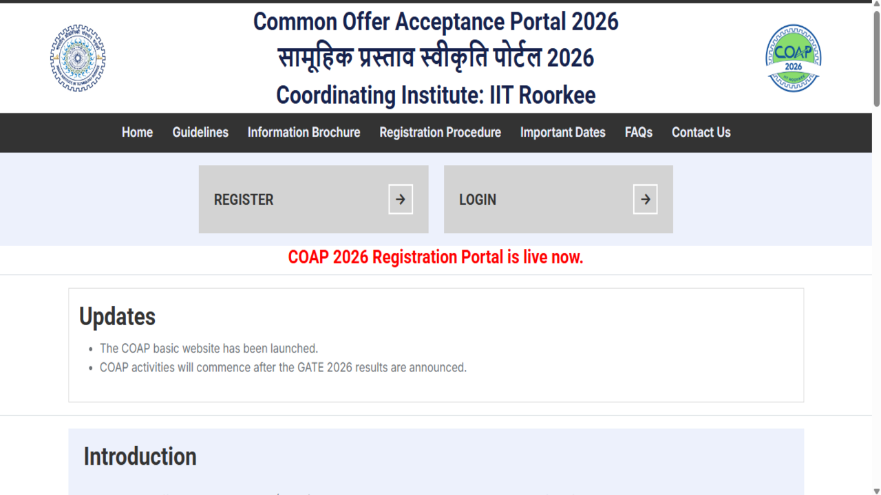 GATE COAP 2026 registration begins at coap2026.iitr.ac.in: Check steps to apply and key details here
