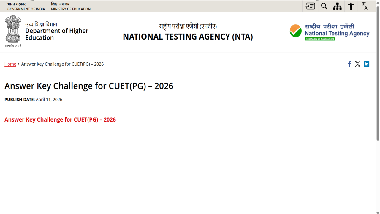 CUET PG 2026 answer key, response sheet released at exams.nta.nic.in: Check direct link, steps to raise objections here