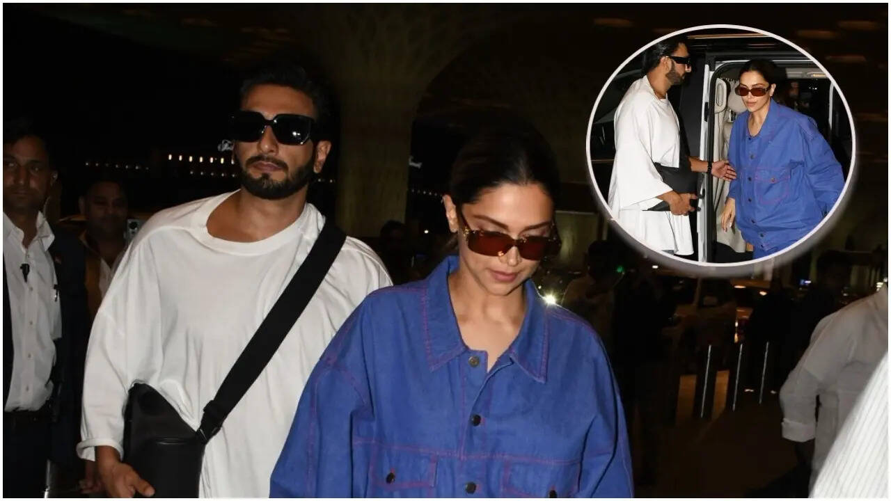 Ranveer Singh ensures mom-to-be Deepika Padukone is comfortable at every moment as the couple gets spotted at the airport