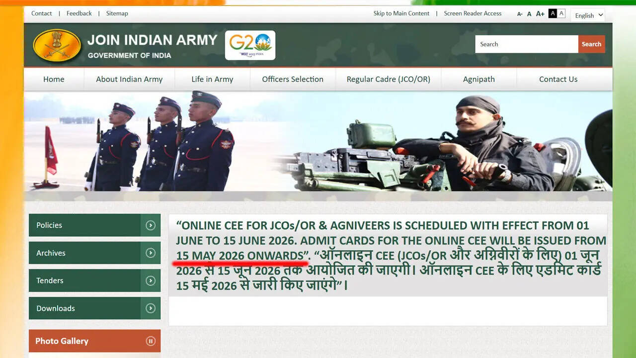 Indian Army Agniveer Admit Card 2026 release confirmed for May 15 on official portal joinindianarmy.nic.in; how to download