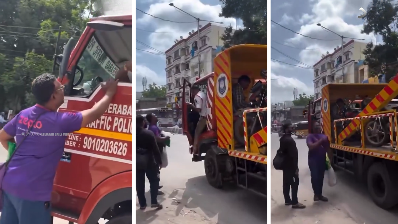“Please Sir, My wife is in the hospital:” Delivery guy pleads with police as his bike gets seized; viral Hyderabad video leaves people emotional
