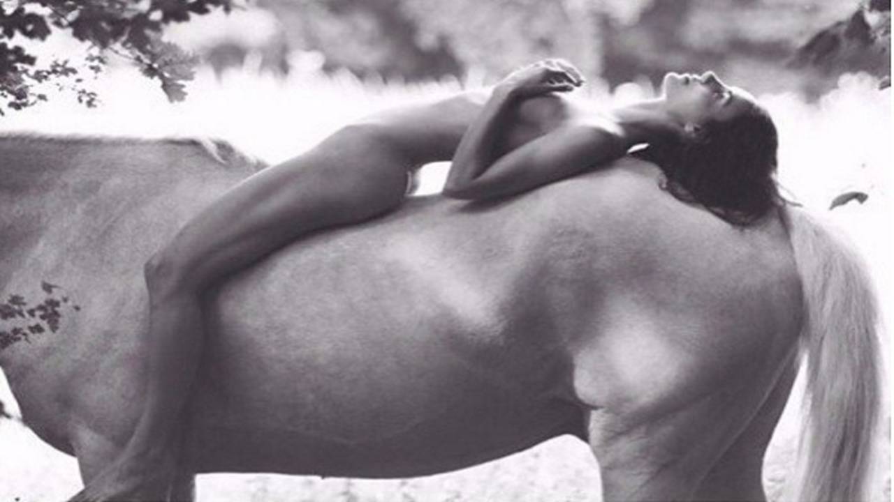 Kendall Jenner poses naked with horse