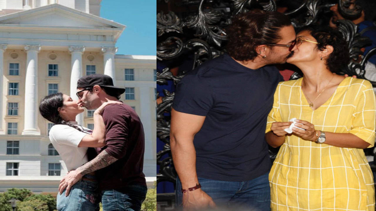 Celebs caught kissing in public