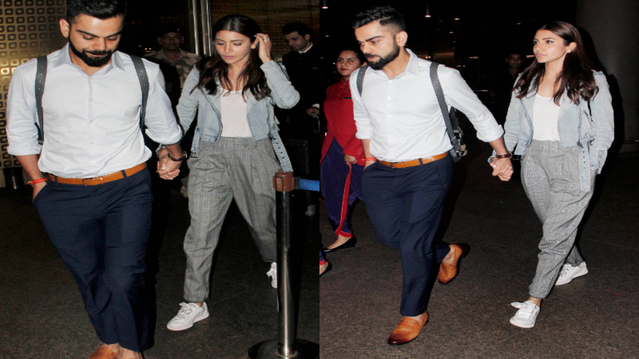 Watch]: Virat Kohli and Anushka Sharma spotted 'twinning' in matching  outfits at Mumbai Airport