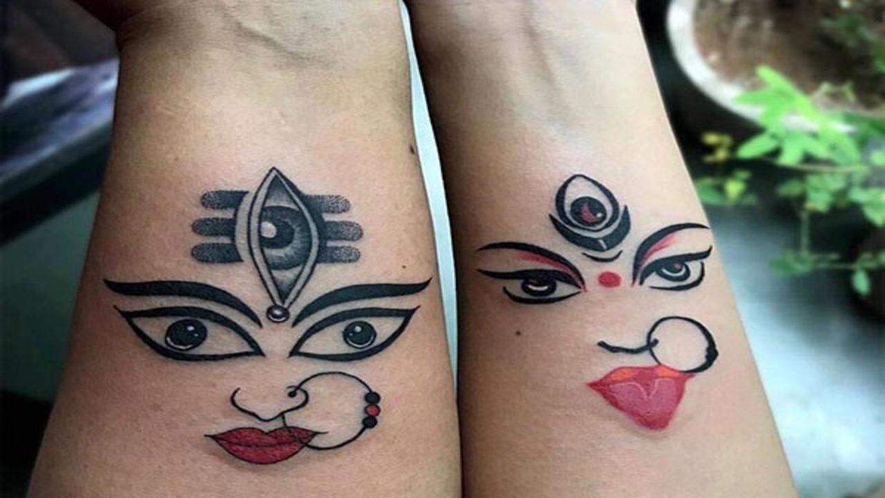 Tattoo uploaded by Tattoodo • Durga and tiger tattoo by Tati Compton  #TatiCompton #handpoketattoos #blackwork #linework #dotwork #Durga #Hindu  #tiger #goddess #deity #junglecat #trident #sword #bowandarrow #shell  #lotus #mudra #cat #pattern #nonelectric #