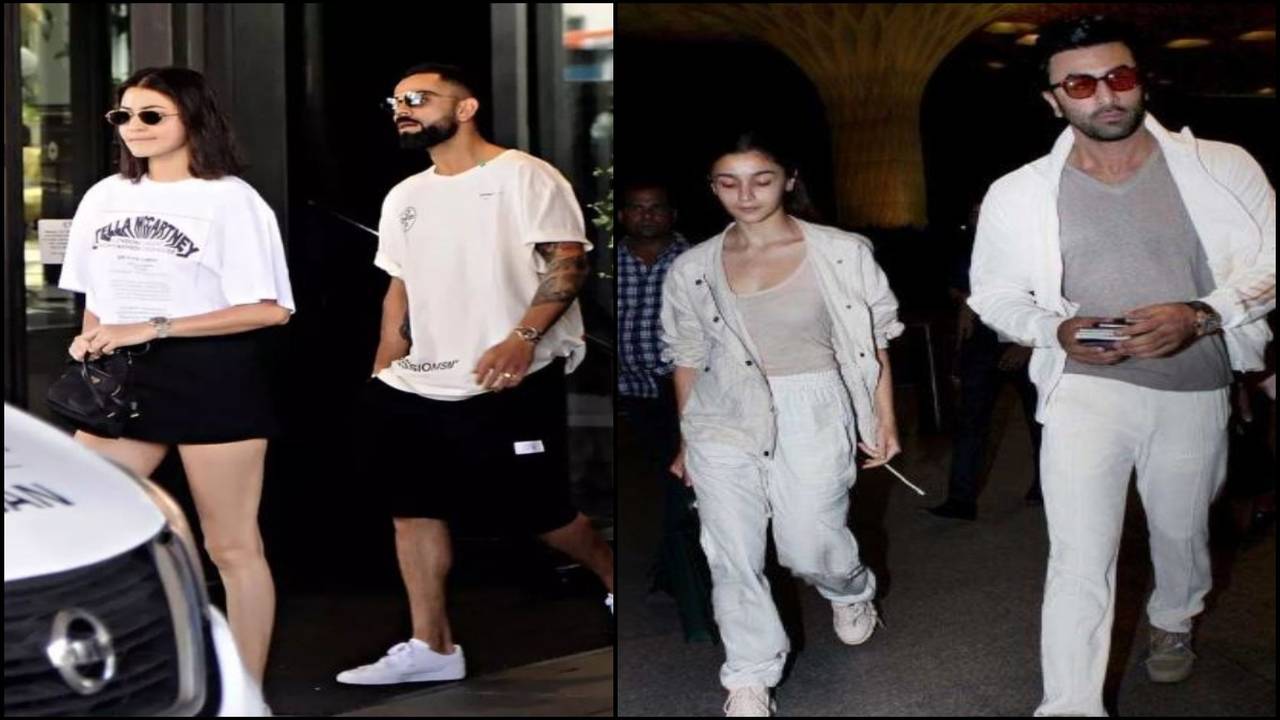 Anushka Sharma and Virat Kohli serve couple fashion goals with twinning  airport look - Video