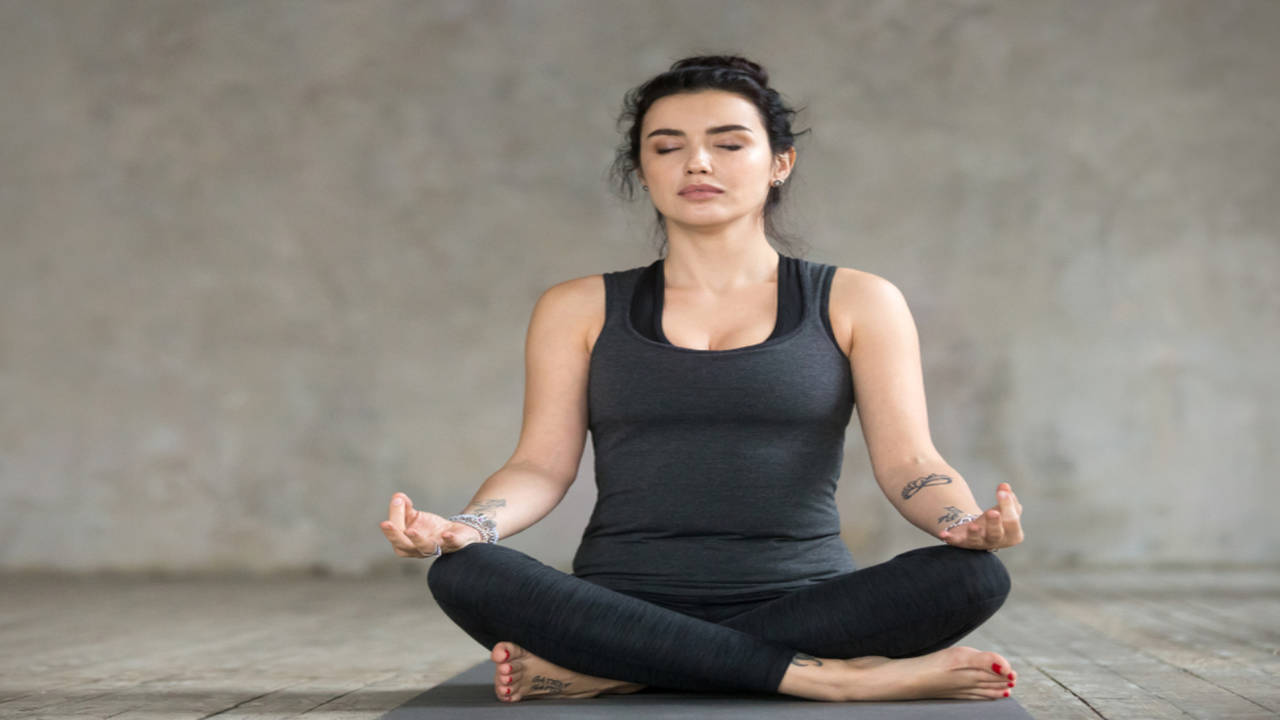 A woman doing yoga poses on a mat PowerPoint Template, Backgrounds & Google  Slides - ID 0000103254 - SmileTemplates.com