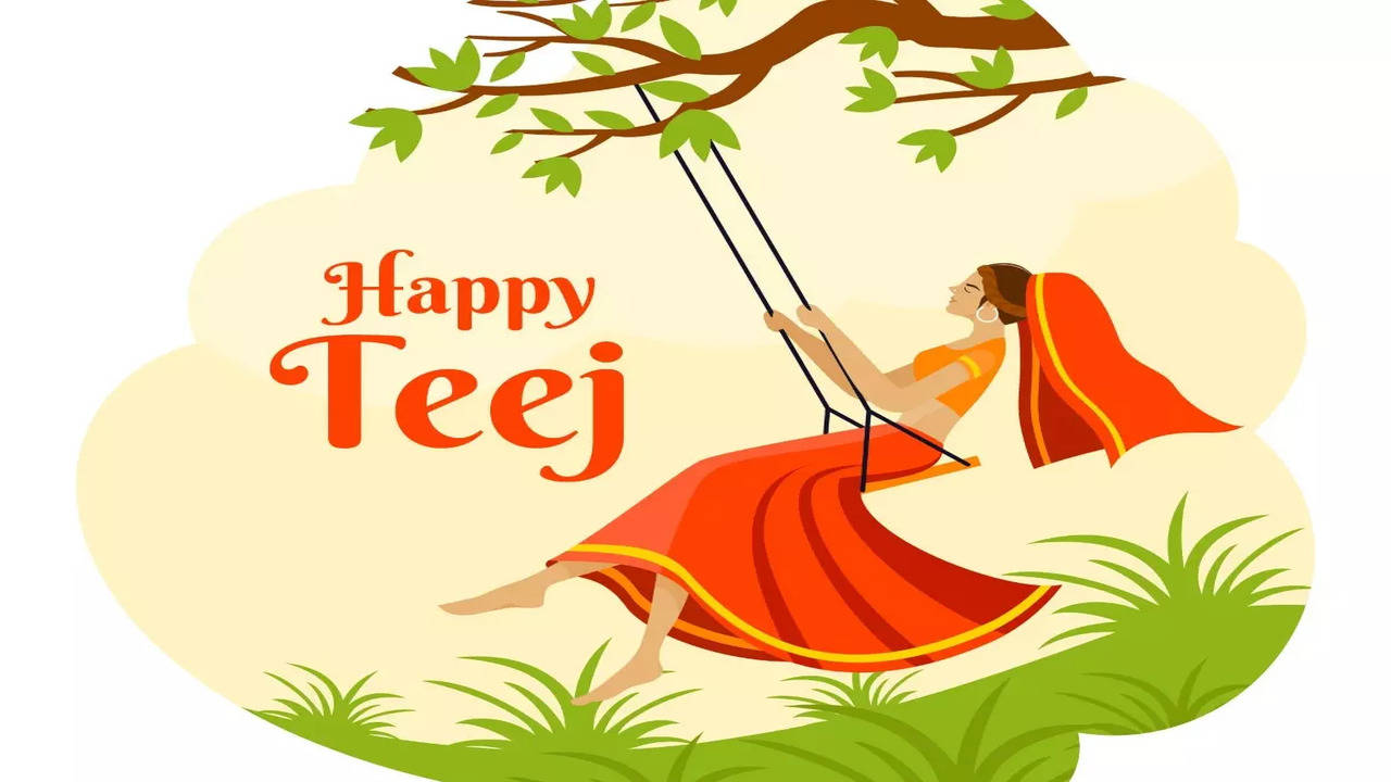 Vector Illustration of Teej Festival india. woman swinging on a tree.  Traditional Mehandi Design for Indian Festivals Stock Vector Image & Art -  Alamy