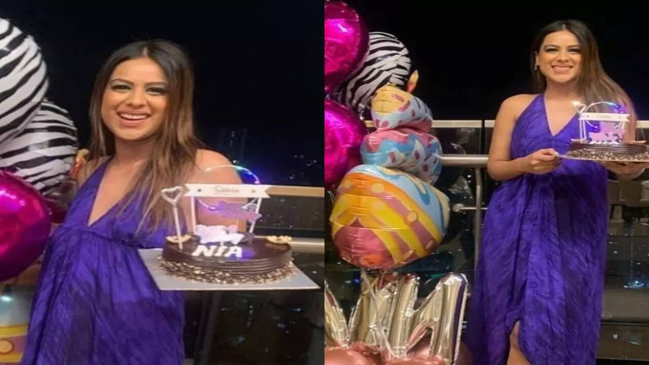 nia sharma birthday dress Floria | Black Draped One-Sleeve Maxi Dress