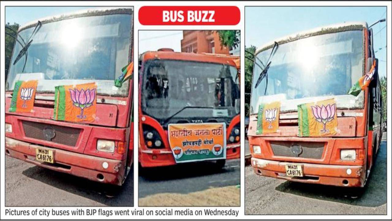 Ignoring rules, civic body lends BJP 60 city buses for rally