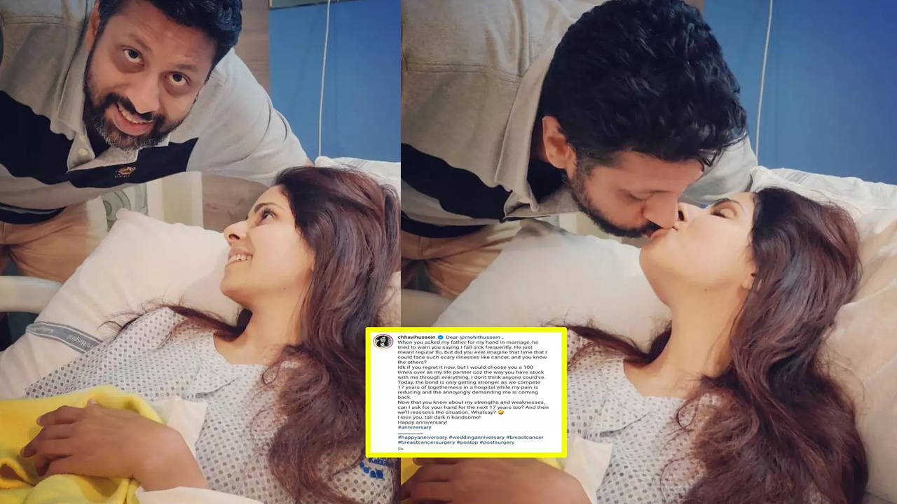Chhavi Mittal kisses husband Mohit Hussein as they celebrate wedding  anniversary in the hospital; pens the sweetest note for him - Times of India