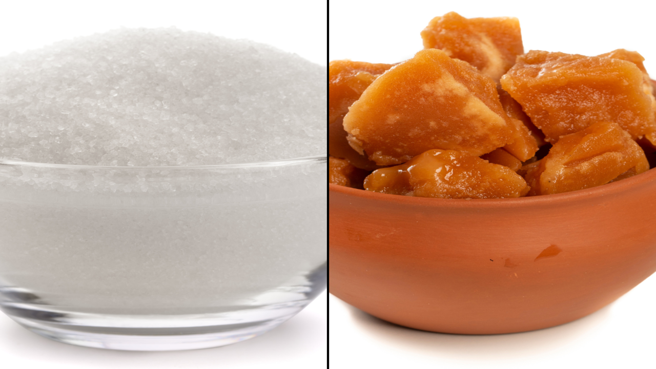 Premium Photo | Organic gur or jaggery powder is unrefined sugar obtained  from concentrated sugarcane juice. served in a bowl. selective focus