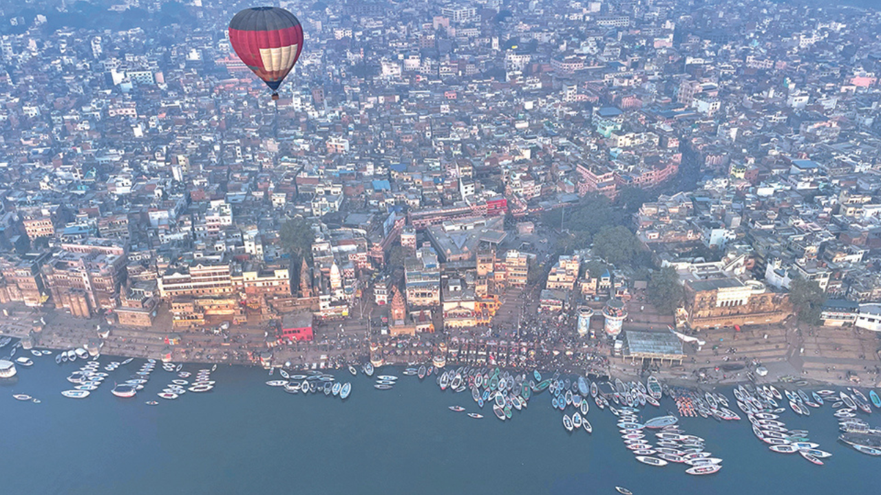 Ganga From A Height' Hot Air Balloon Festival In Varanasi Leaves