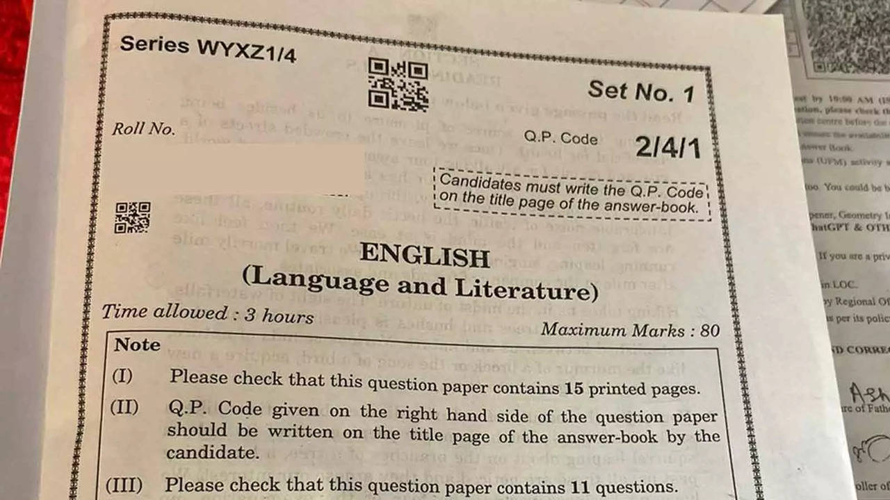CBSE 10th English question paper 2023: Check and download here - Times of  India
