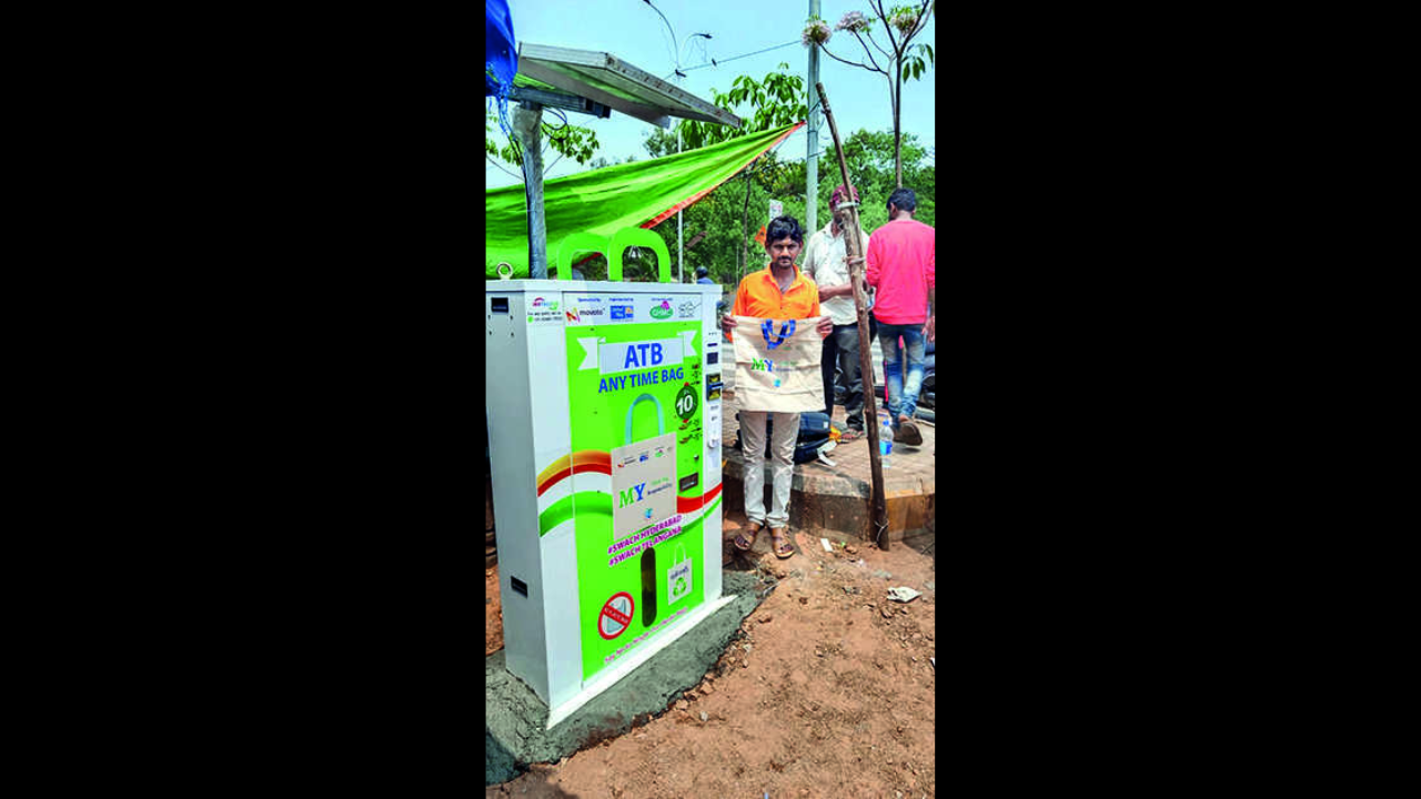 Civic body instals cloth bag kiosks to make Hyderabad plastic-free