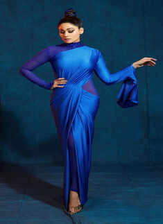 Shamita Shetty in a striking blue dress is taking eye-catching style to new heights