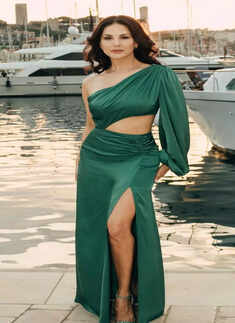 Sunny Leone makes her Cannes debut in a green cutout dress