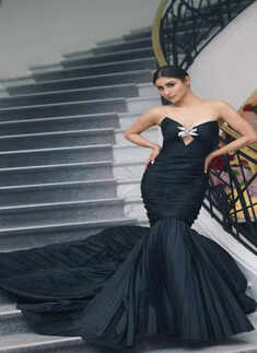Mouni Roy oozes old Hollywood charm in classic black gown at Cannes 2023