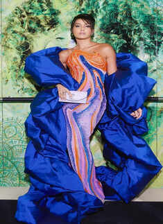 ​Nora Fatehi commands attention in a dramatic gown and shrug