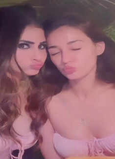 BFFs Disha Patani & Mouni Roy twin in pretty pink dress at former's pre-birthday party