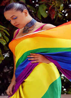 These pictures of Neha Dhupia in a colourful saree are an ode to the Pride month