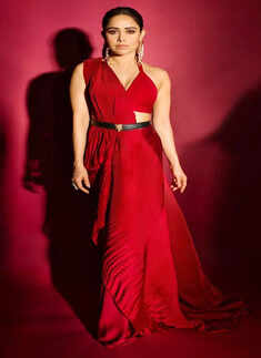 Nushrratt Bharuccha paints the town red with pictures in a saree and bralette