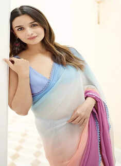 ​Alia Bhatt captures the hearts of her fans in a multicoloured chiffon saree ​