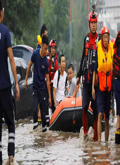 Typhoon Doksuri caused rivers in China to overflow, leaving residents stranded