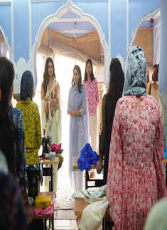 Miss Universe 2021 Harnaaz Kaur Sandhu visits the Princess Diya Kumari Foundation in Jaipur