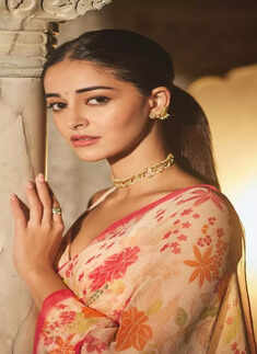 Ananya Panday beats the monsoon greys in a floral print saree